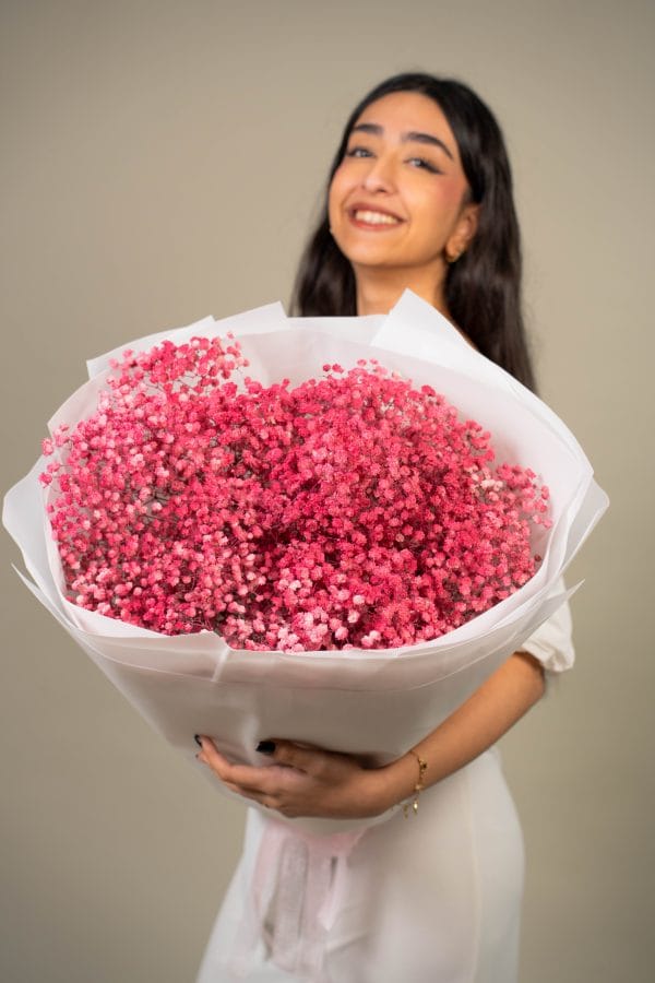 Pink Gypsophila Hand Tied Bouquet