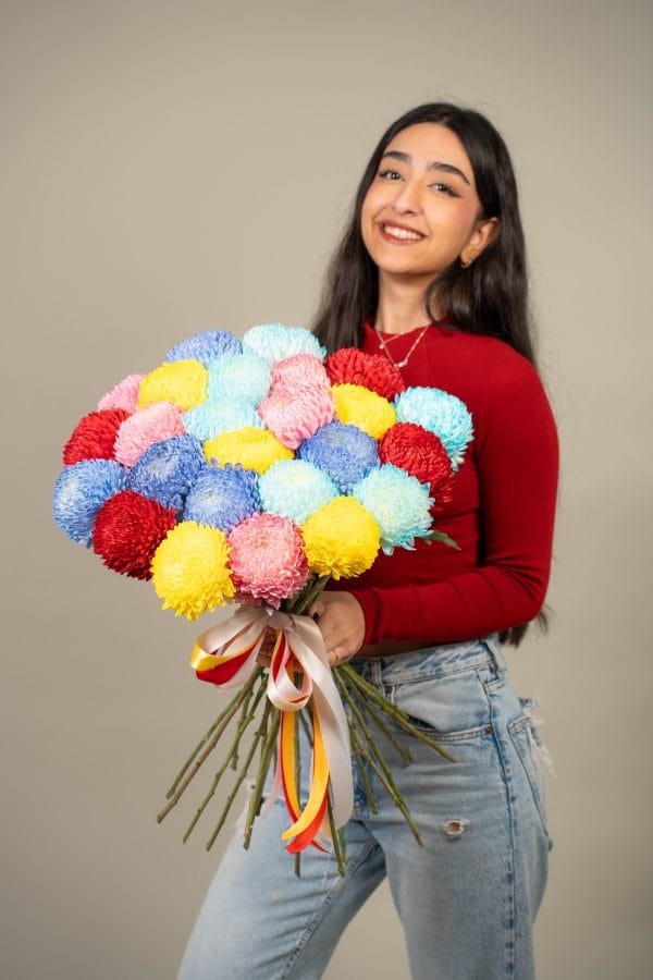 Rainbow Buttons Floral Bouquet
