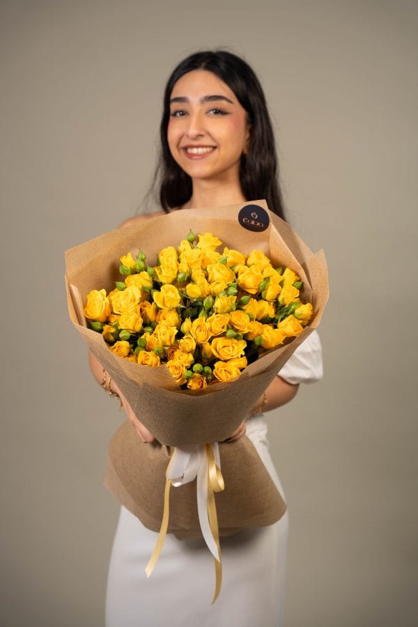Yellow Spray Rose Hand Tied Bouquet
