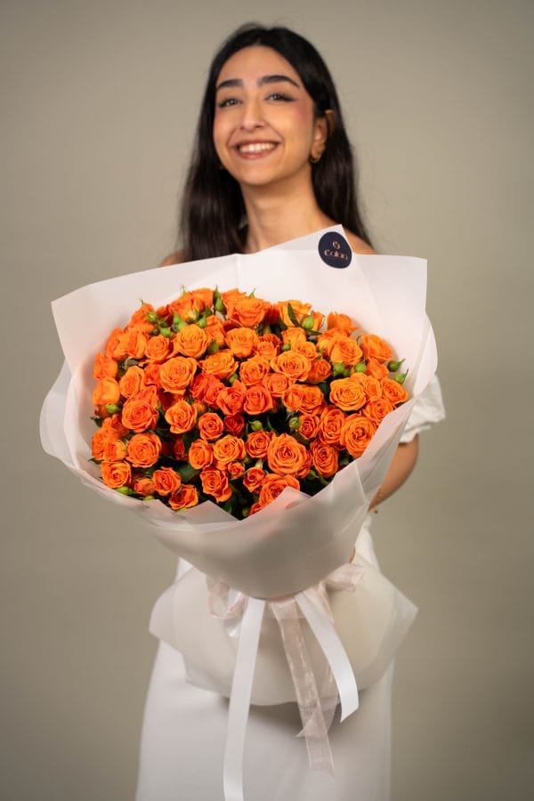 Orange Spray Rose Hand Tied Bouquet