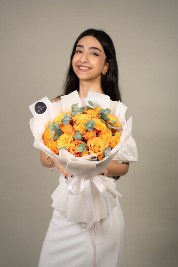 Confidential Orange Rose Bloom Bouquet