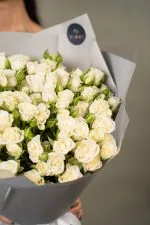 White Spray Roses Hand Tied Bouque - Image 3