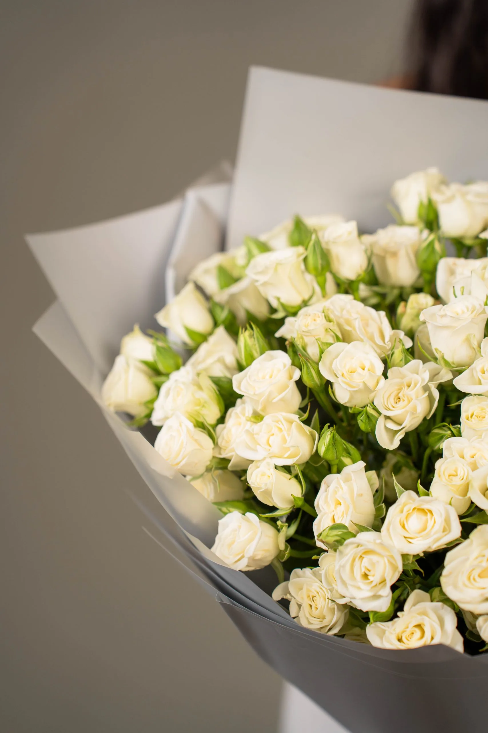 White Spray Roses Hand Tied Bouque - Image 2