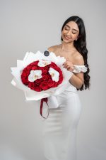 Red Roses with Phalaenopsis Orchid