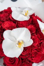 Red Roses with Phalaenopsis Orchid - Image 4