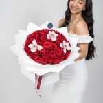 Red Roses with Cymbidium Orchid