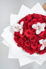 Red Roses with Cymbidium Orchid - Image 2