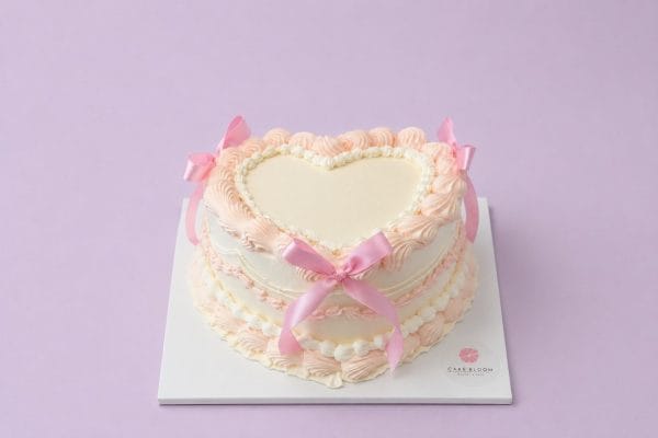 Pink Bow Heart Cake
