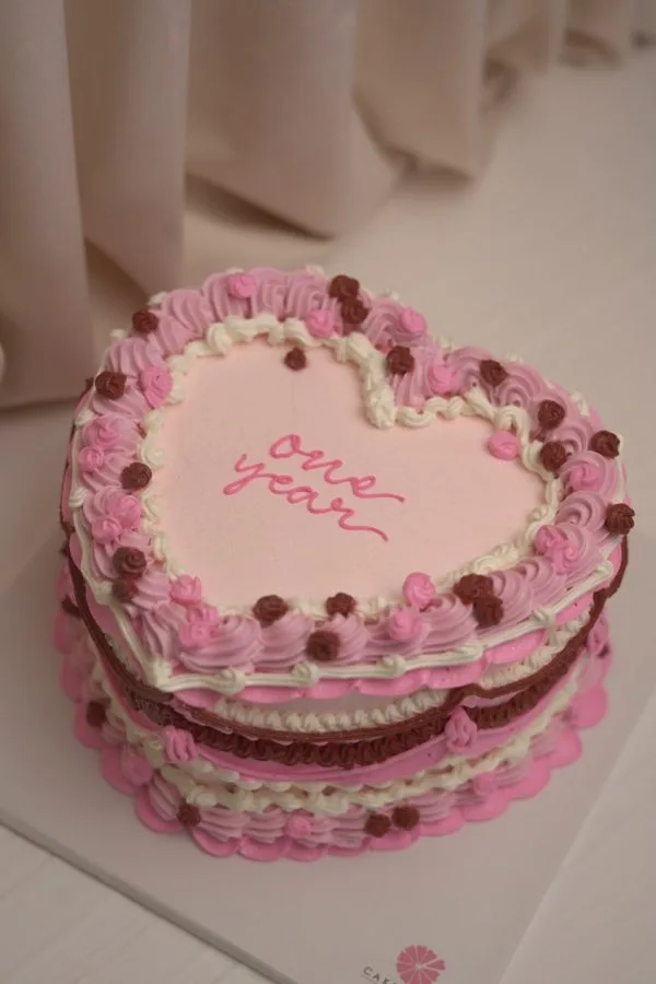 One Year Vintage Heart Cake